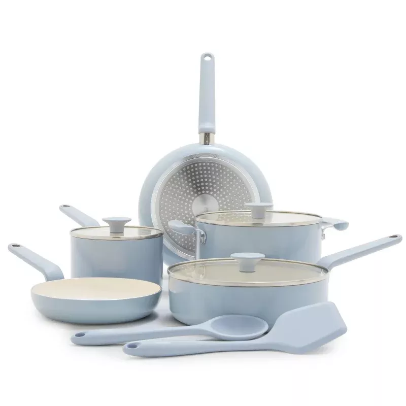 10-Piece Ceramic Nonstick Cookware Set - Stardew Blue