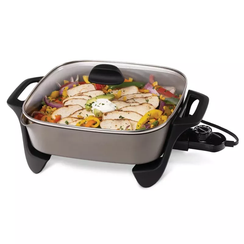 12-inch Ceramic Electric Skillet with Glass Cover