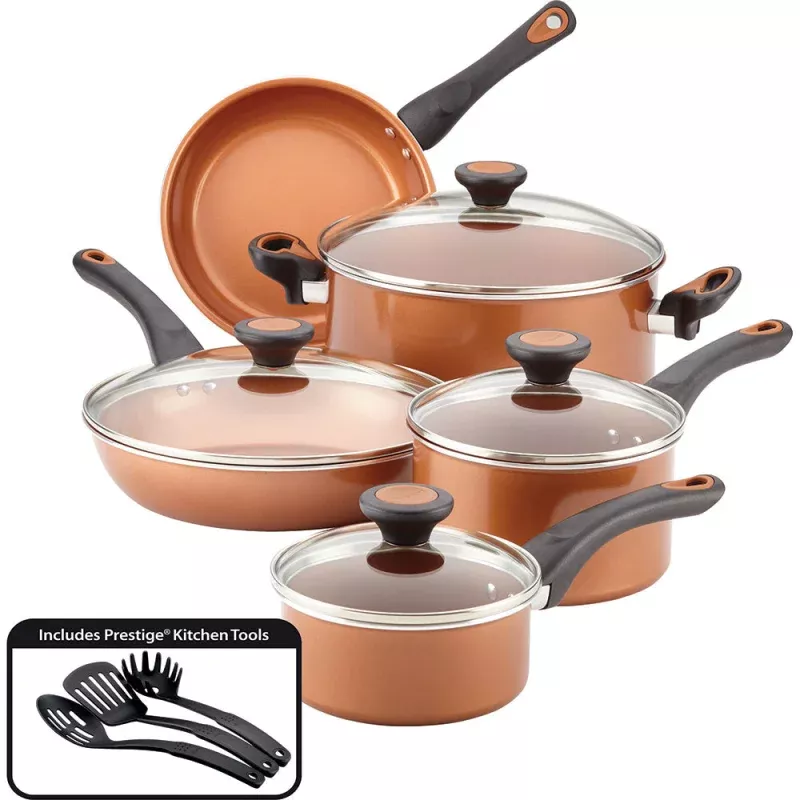 12-Piece Ceramic Nonstick Cookware Set - Copper