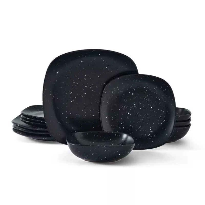 12pc dinnerware set black
