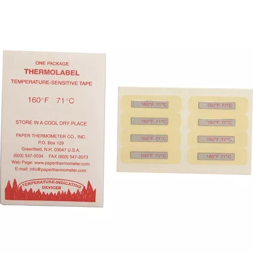 160°F Thermolabel Dishwasher Temperature Test Labels White