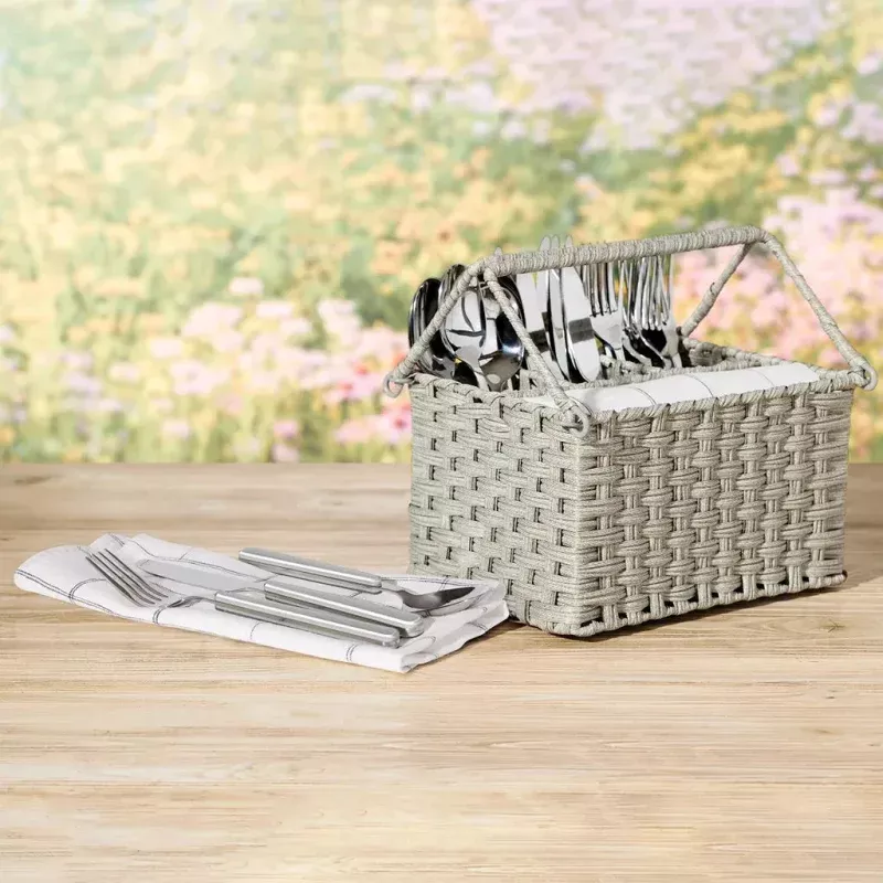 24-piece Flatware Set with Caddy - Gray