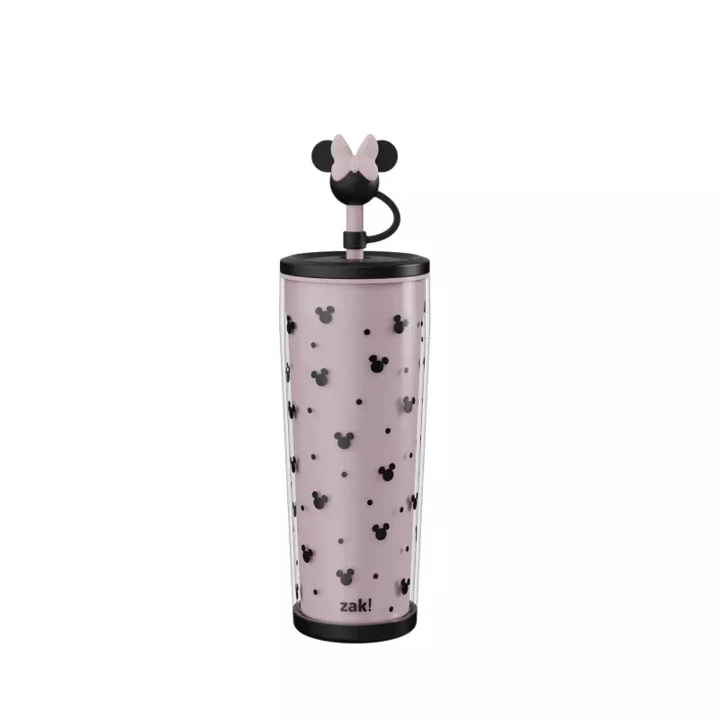 25oz Double-Wall Plastic Straw Tumbler with Topper - Black