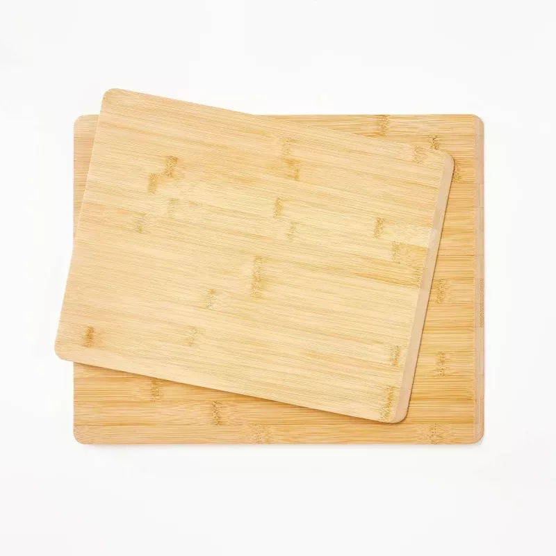 2pc Reversible Bamboo Cutting Board Set Natural