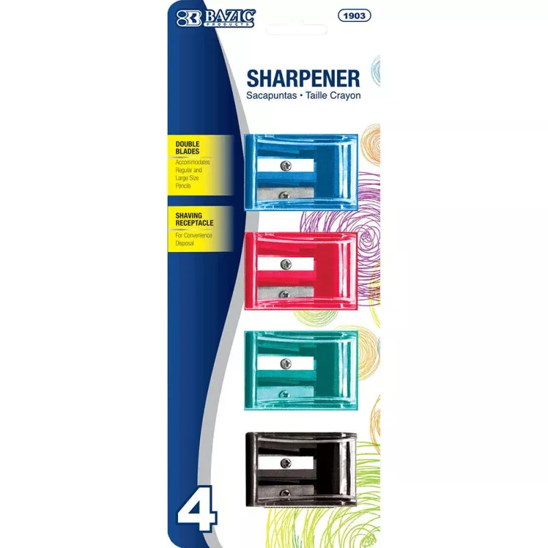 4-Pack Nora Dual Hole Square Sharpener with Receptacle