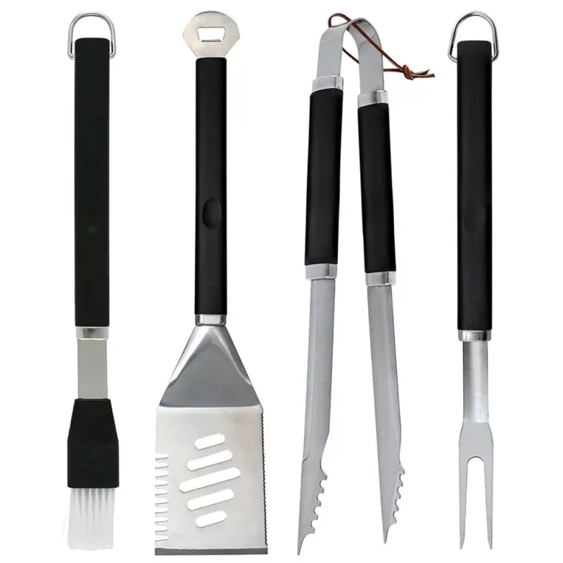 4 Piece Grill Tool Set - Stainless Steel