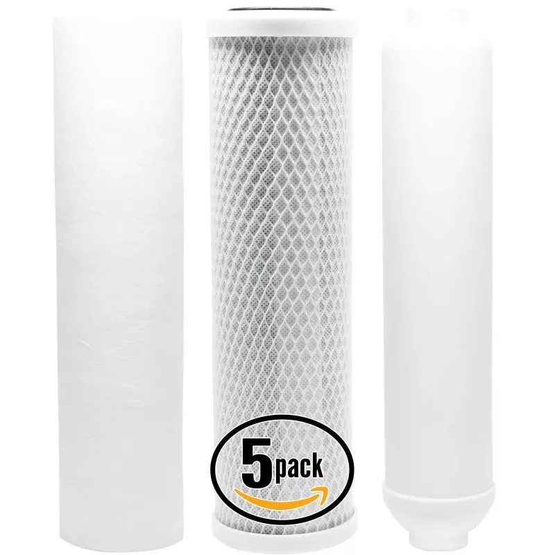 5-Pack Replacement Filter Kit for AMI AAA-124 RO System - Includes Carbon Block Filter, PP Sediment Filter & Inline Filter Cartridge