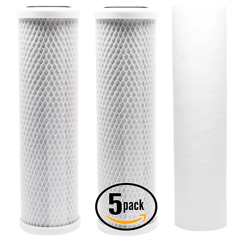 5-Pack Replacement Filter Kit for AquaFX Bar-100-GLA RO System - Includes Carbon Block Filters & Polypropylene Sediment Filter