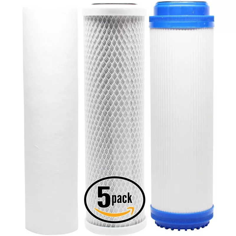 5-Pack Replacement Filter Kit for Hydronix HF3-10CLBK12 RO System - Includes Carbon Block Filter, PP Sediment Filter & GAC Filter
