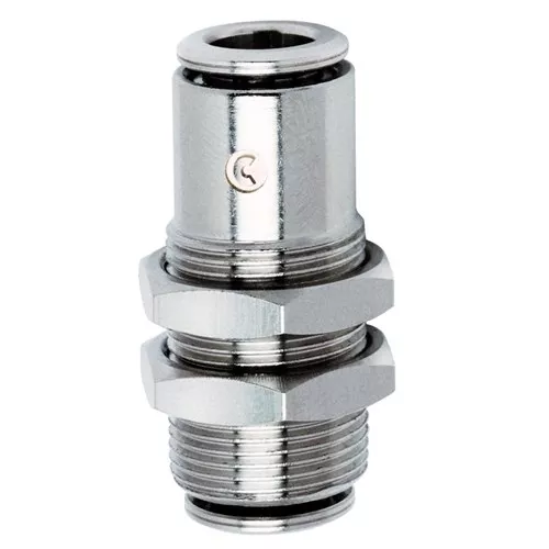 6590 02-00 Camozzi Bulkhead, 1/8in PTC x 1/8in PTC