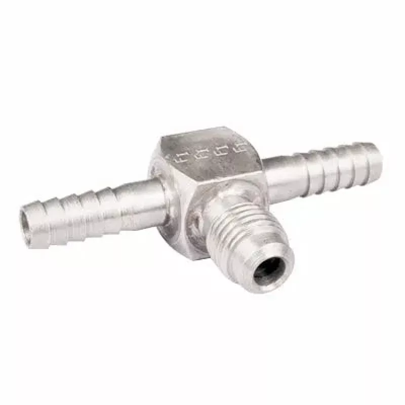7025: 1/4 Barb Tee with 3/8 MFL
