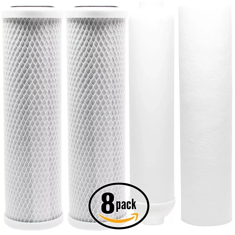 8-Pack Replacement Filter Kit for AMI AAA-246UVE RO System - Includes Carbon Block Filters, PP Sediment Filter & Inline Filter Cartridge