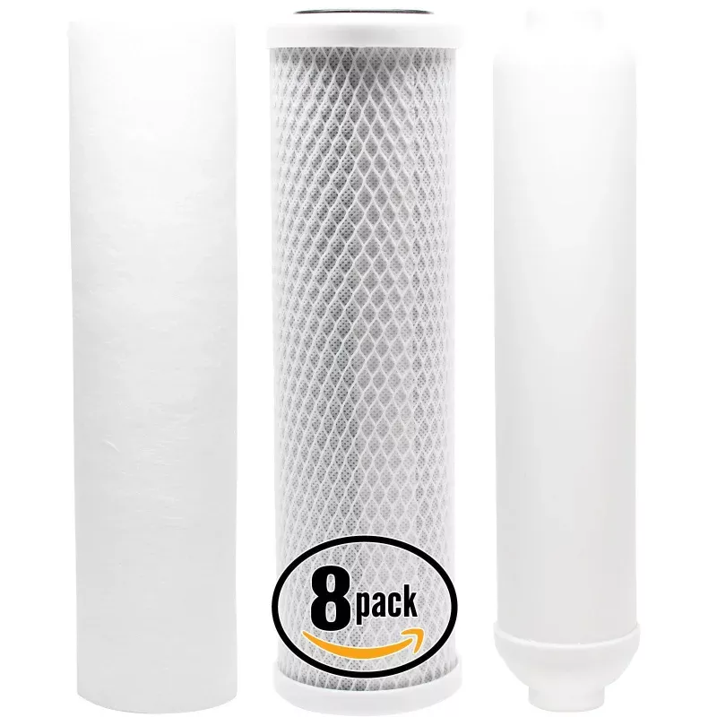 8-Pack Replacement Filter Kit for Anchor Water Filter AF-5001 RO System - Includes Carbon Block Filter, PP Sediment Filter & Inline Filter Cartridge