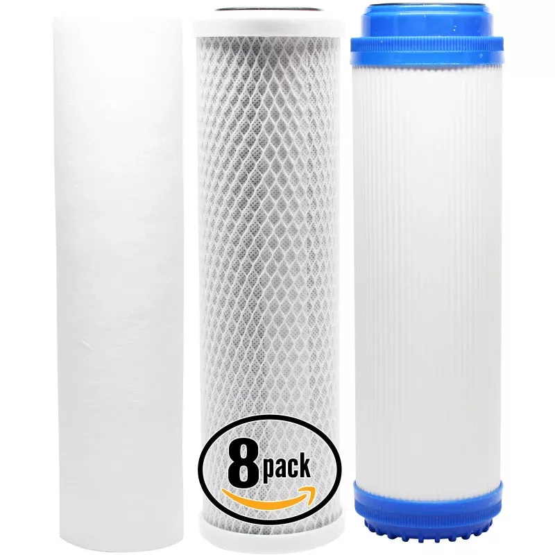 8-Pack Replacement Filter Kit for US Water Systems 300-HRO-2510 RO System - Includes Carbon Block Filter, PP Sediment Filter & GAC Filter