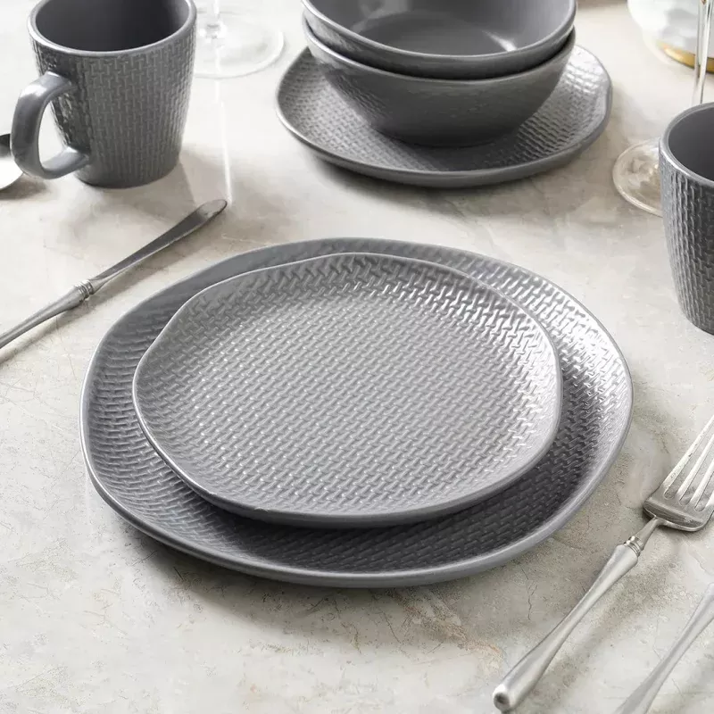 Abigael Stoneware Dinner Plate Set of 4 - Gray