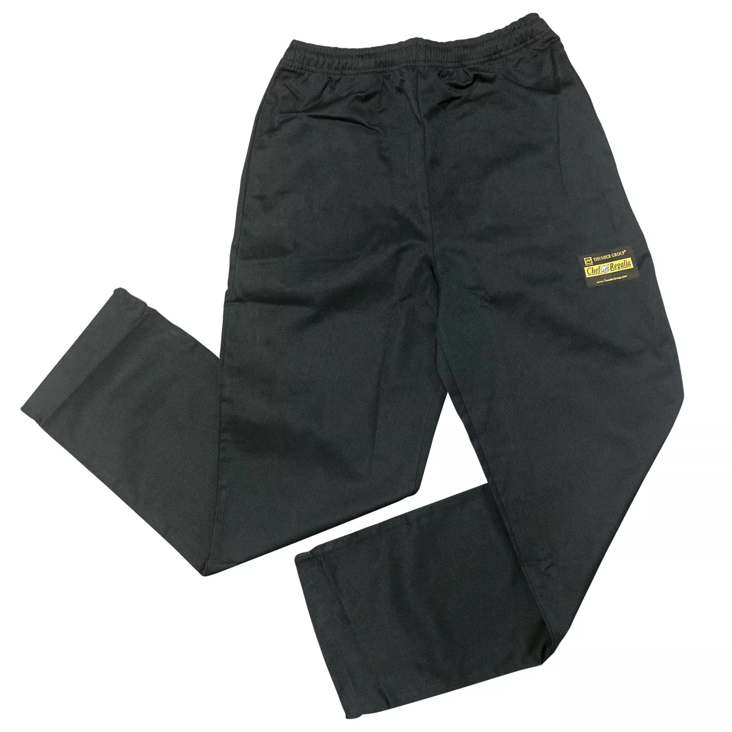 Black Chef Pants Large, Relaxed Fit, 65/35 Poly-Cotton (Thunder Group CP201BKL)