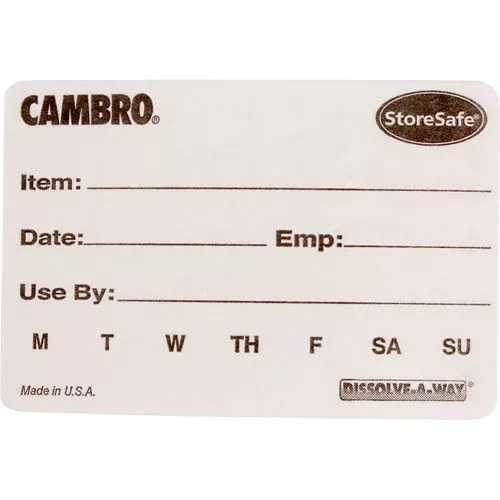 Cambro StoreSafe Food Rotation Label White, Rectangle - 23SL