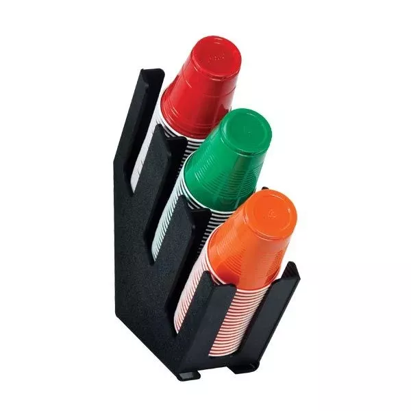 Diversified Metal 3-Section Slim Cup/Lid Dispenser Polystyrene, Black
