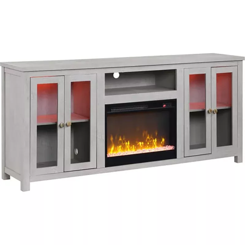 Ellington 70" TV Stand with Fireplace - White Walnut