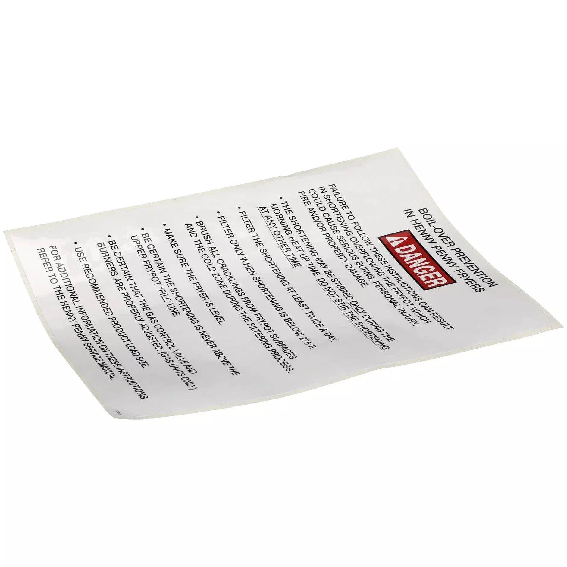 Henny Penny Gm Label-BoiloverPrevention - 37332