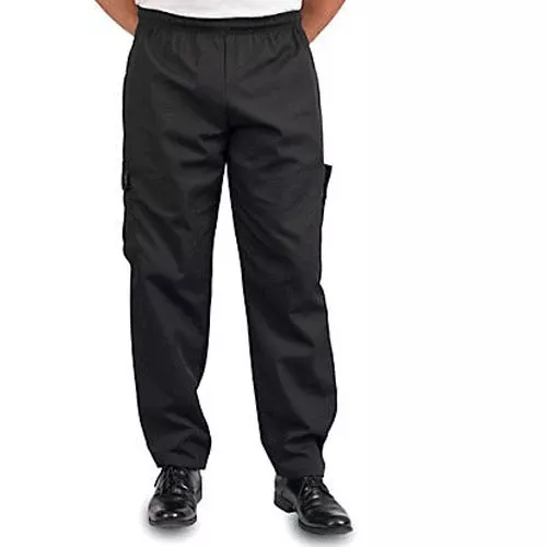 KNG Large Black Baggy Cargo Chef Pants
