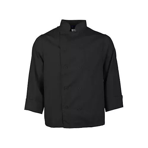 KNG M Lightweight Long Sleeve Black Chef Coat Medium, Polyester