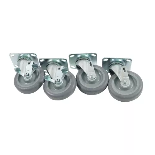 Large Swivel Plate Caster Set with 5 in Wheels