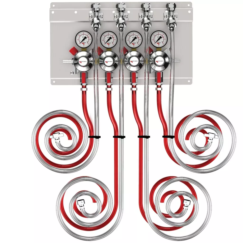 Micro Matic 83415-PP 4 Gauge CO2 Regulator Panel Assembly, 0-60 PSI, 4 Pressures, 4 Products