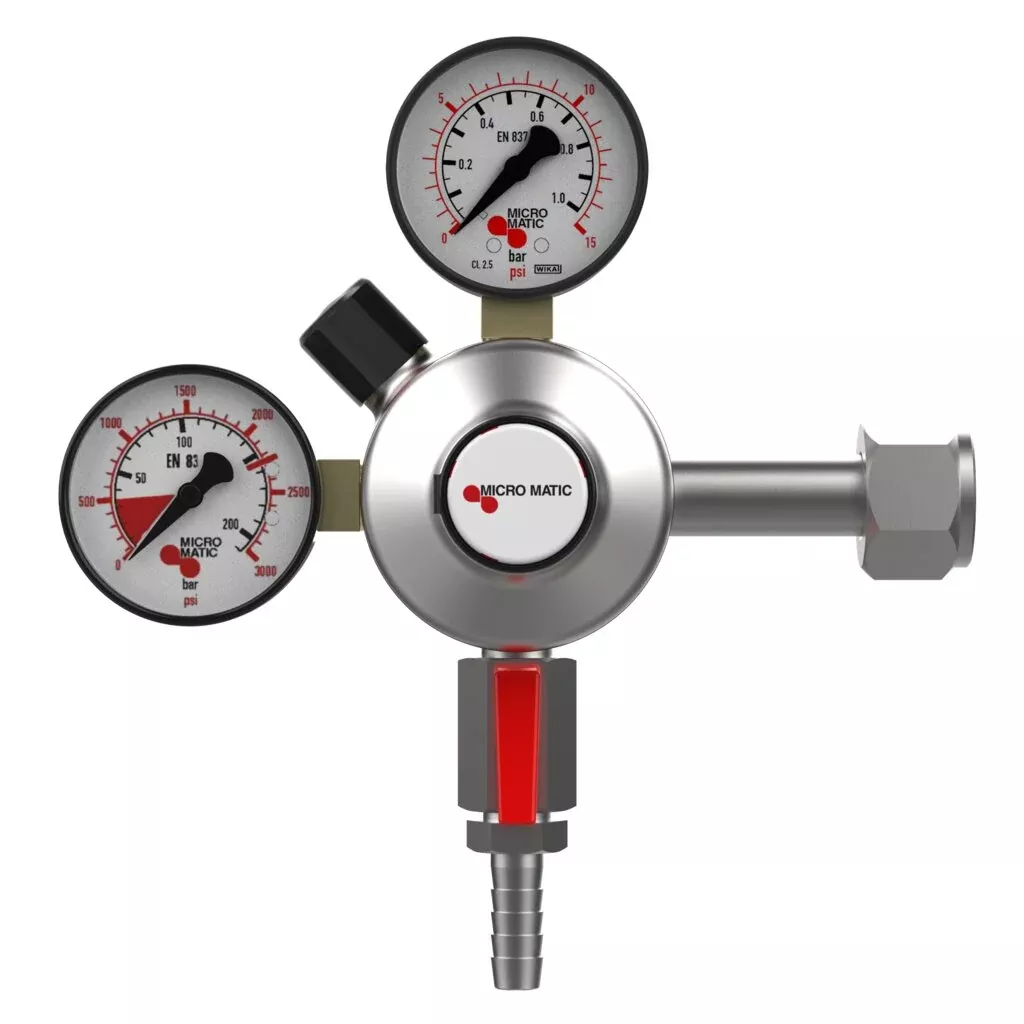 Micro Matic 842-15-PP Premium Plus Double Gauge CO2 Regulator, Primary, Low Pressure, 0-15 PSI