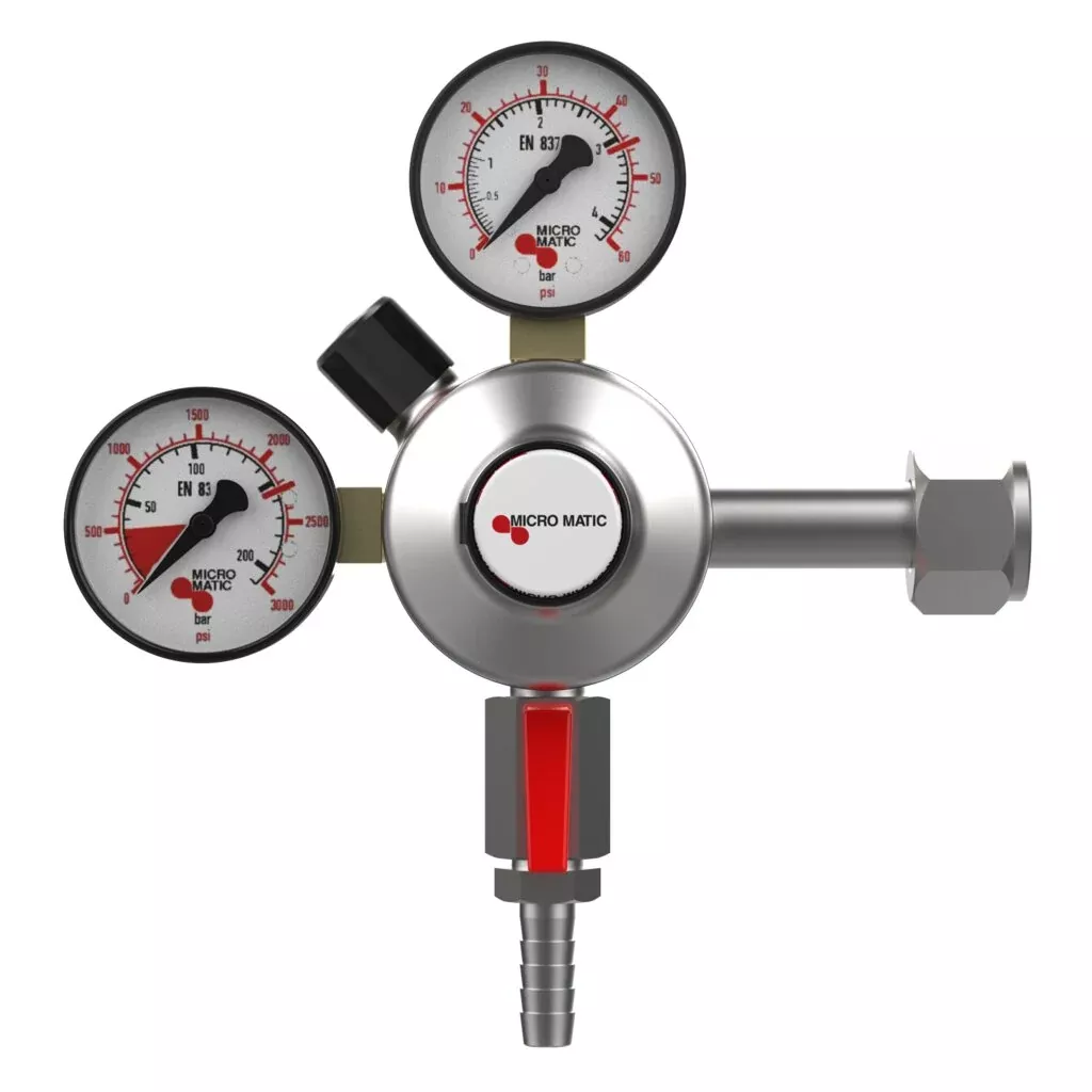 Micro Matic 842-PP Premium Plus CO2 Gas Regulator Beer, Primary, Low Pressure, 0-60 PSI, 2 Gauge