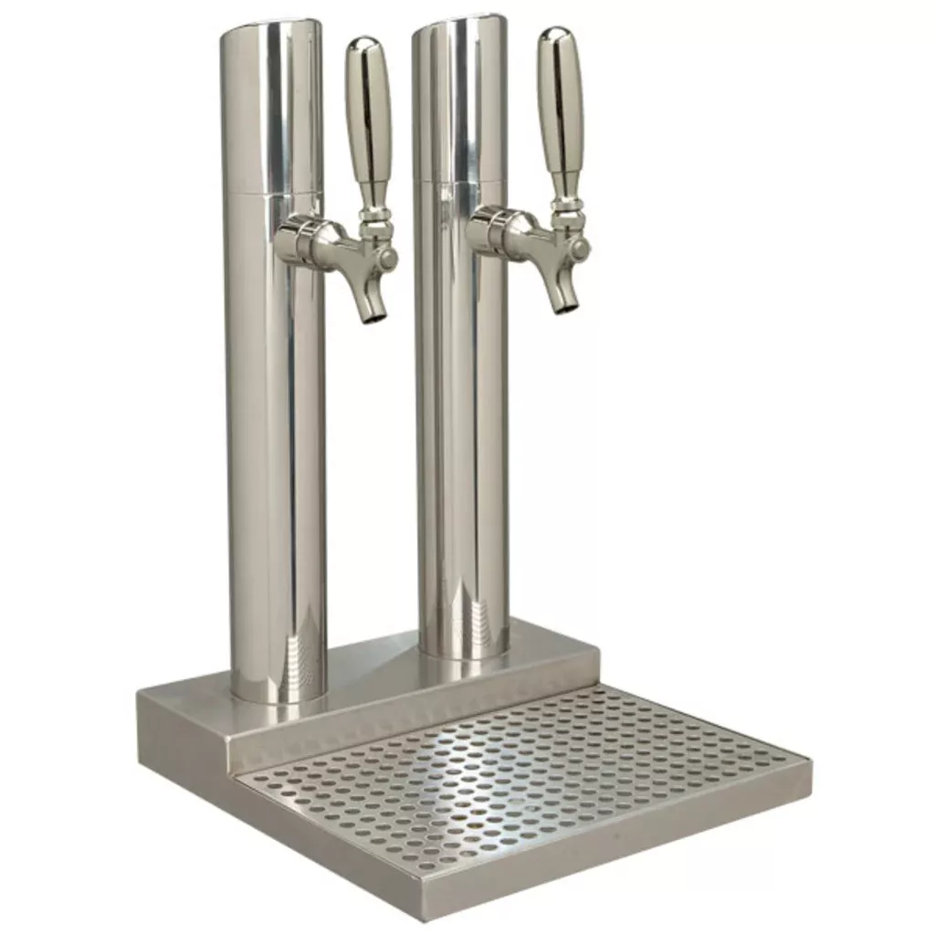 Micro Matic BS-SKY-2PSSKR-LR Skyline Double Tap Stainless Steel Draft Beer Tower w/o Rinser, Glycol Cooled