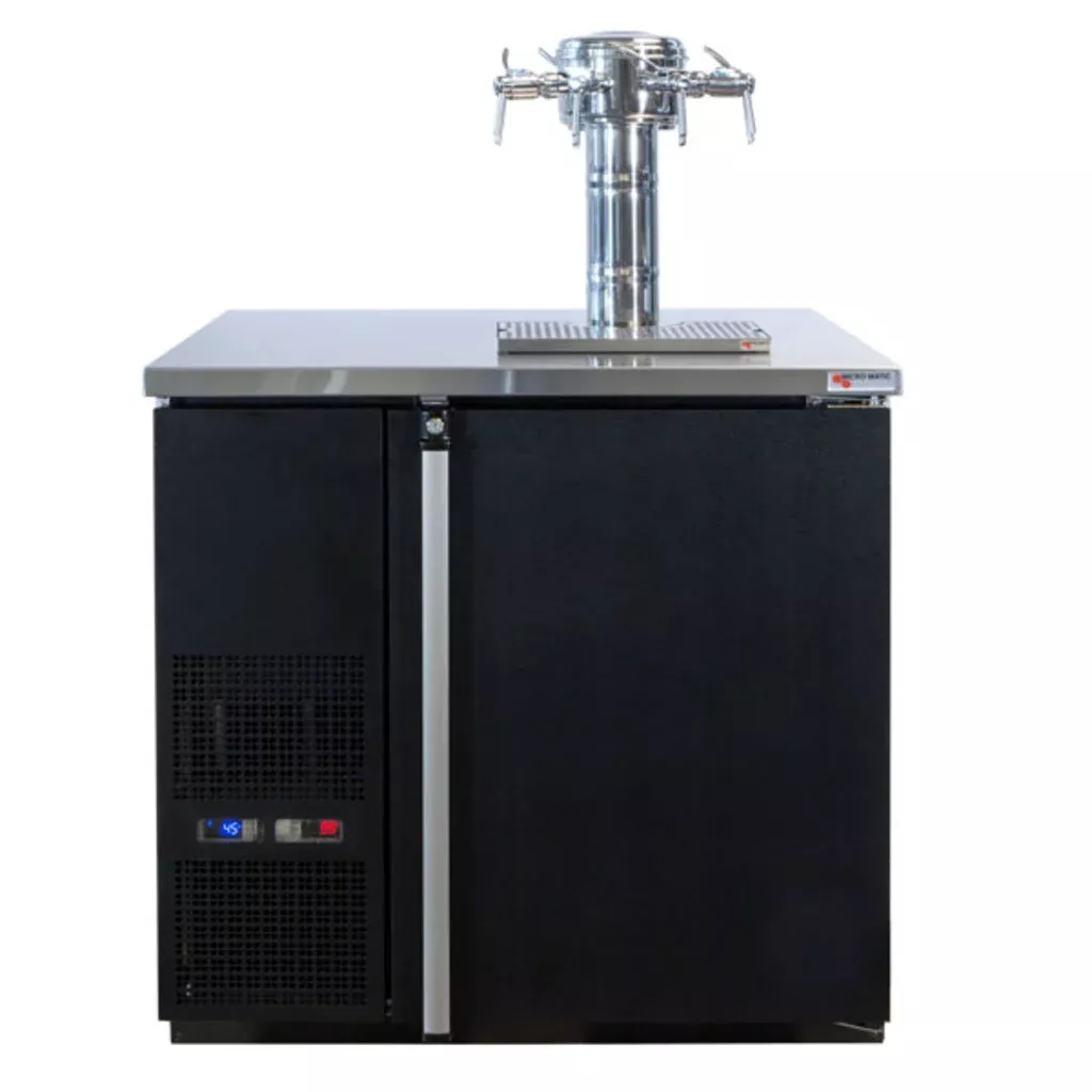 Micro Matic MDD36W-E-E Pro-Line™ Wine 4 Faucet Kegerator, Sommelier Tower, 36-3/4", Black Vinyl