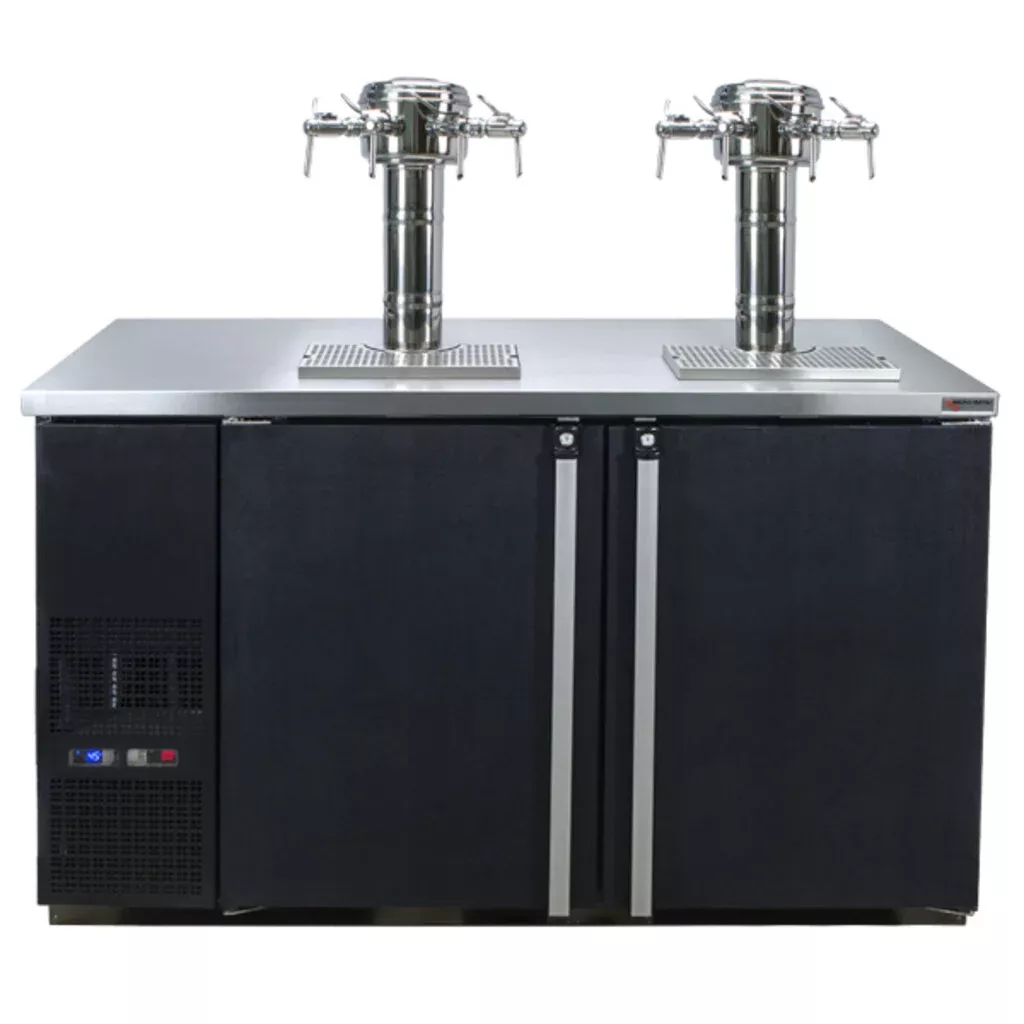 Micro Matic MDD58W-E-E Pro-Line™ Wine Dual Zone Kegerator, 2 Sommelier Tower, 8 Faucets, 59-1/2", Black Vinyl