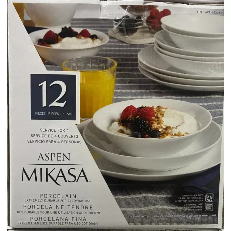 Mikasa Aspen Porcelain Dinnerware 12 Piece Set