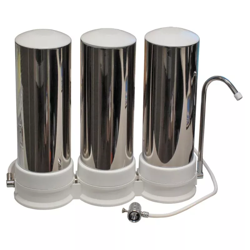 QMP604 Stainless Steel Triple Countertop Water Filter System