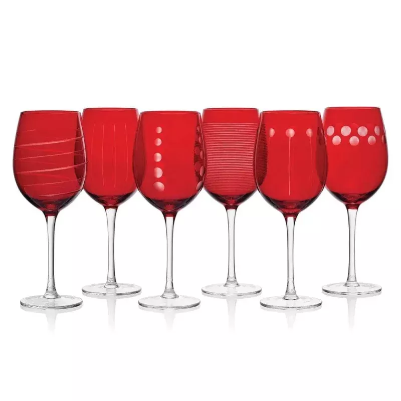 Set of 6 Wine Glasses - Ruby Red
