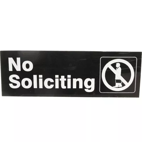 Sign,No Soliciting, , Blk,3X9 in. Rectangle - Replaces Traex 4527