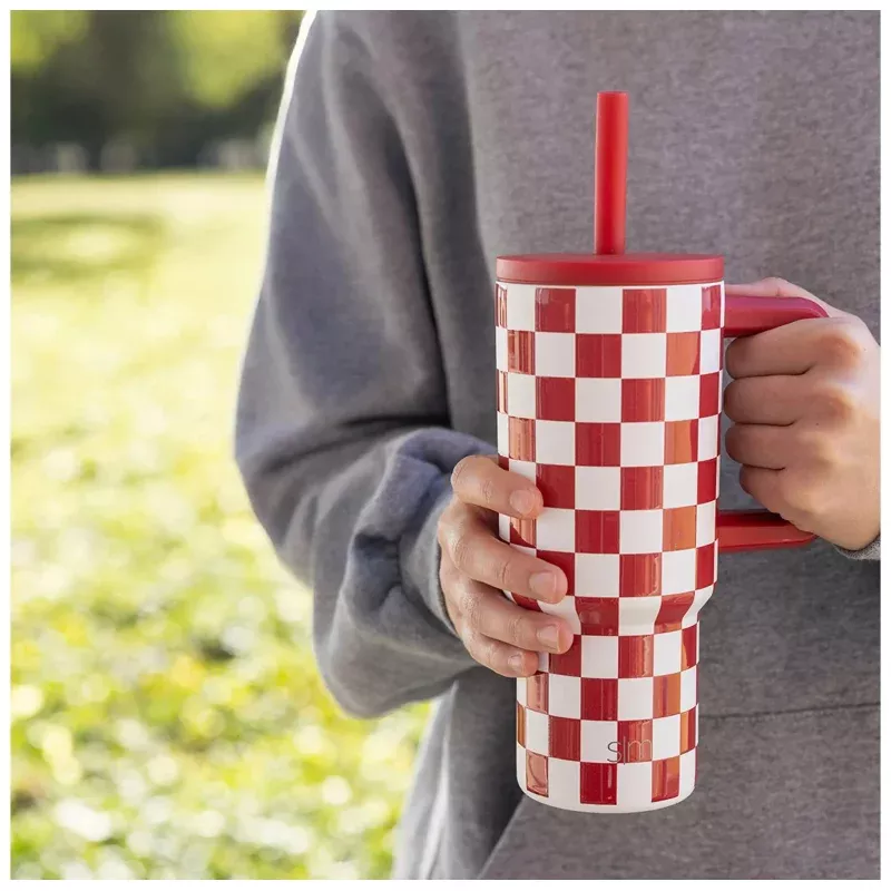 Straw Tumbler - Trek Checkmate - Red/White