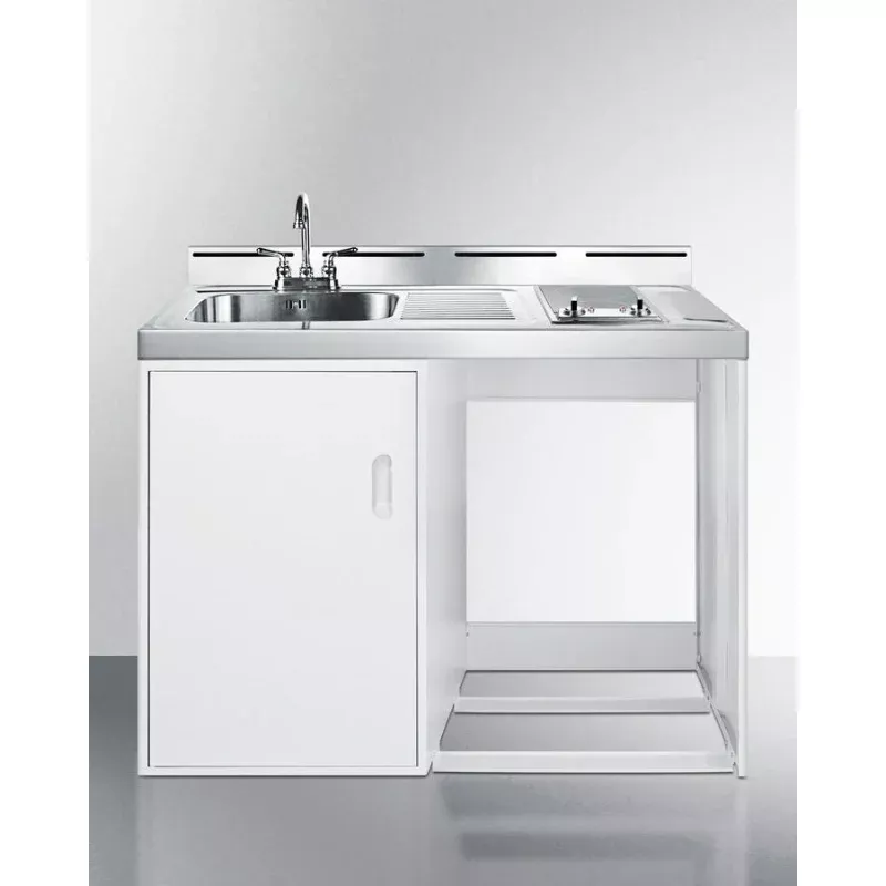 Summit C48ELGLASSNR 48" Compact Kitchen (No Refrigerator) White