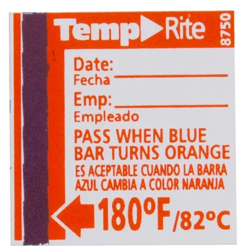 Taylor Precision TempRite Dishwasher Temperature Test Labels - 8750