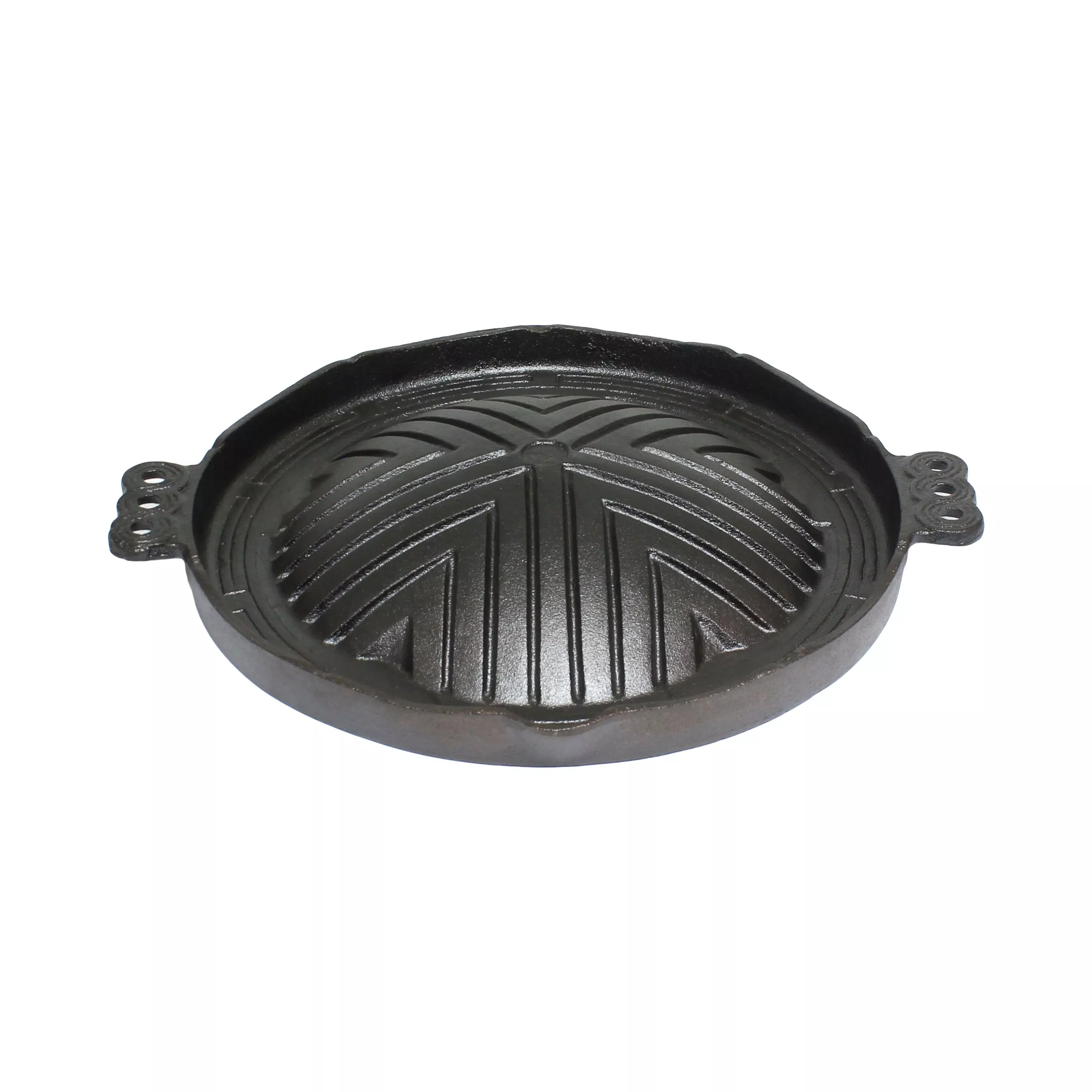 Thunder Group 10-1/4" Round Cast Iron BBQ Sizzle Plate - Ridged Surface