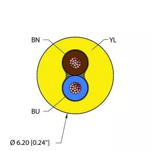 TURCK YEL,PVC,2X18,ITC,MSHA Instrumentation Tray Cable