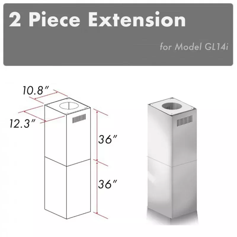 ZLINE 2PCEXTGL14I 2-36" Chimney Extensions for 10 ft. to 12 ft. Ceilings Other