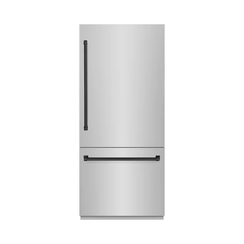 ZLINE RBITZ30436MB Autograph Edition 36 In. 19.8 Cu. Ft. Built-in Bottom Freezer Refrigerator With Water Dispenser And Ice Maker In Stainless Steel With Matte Black Accents